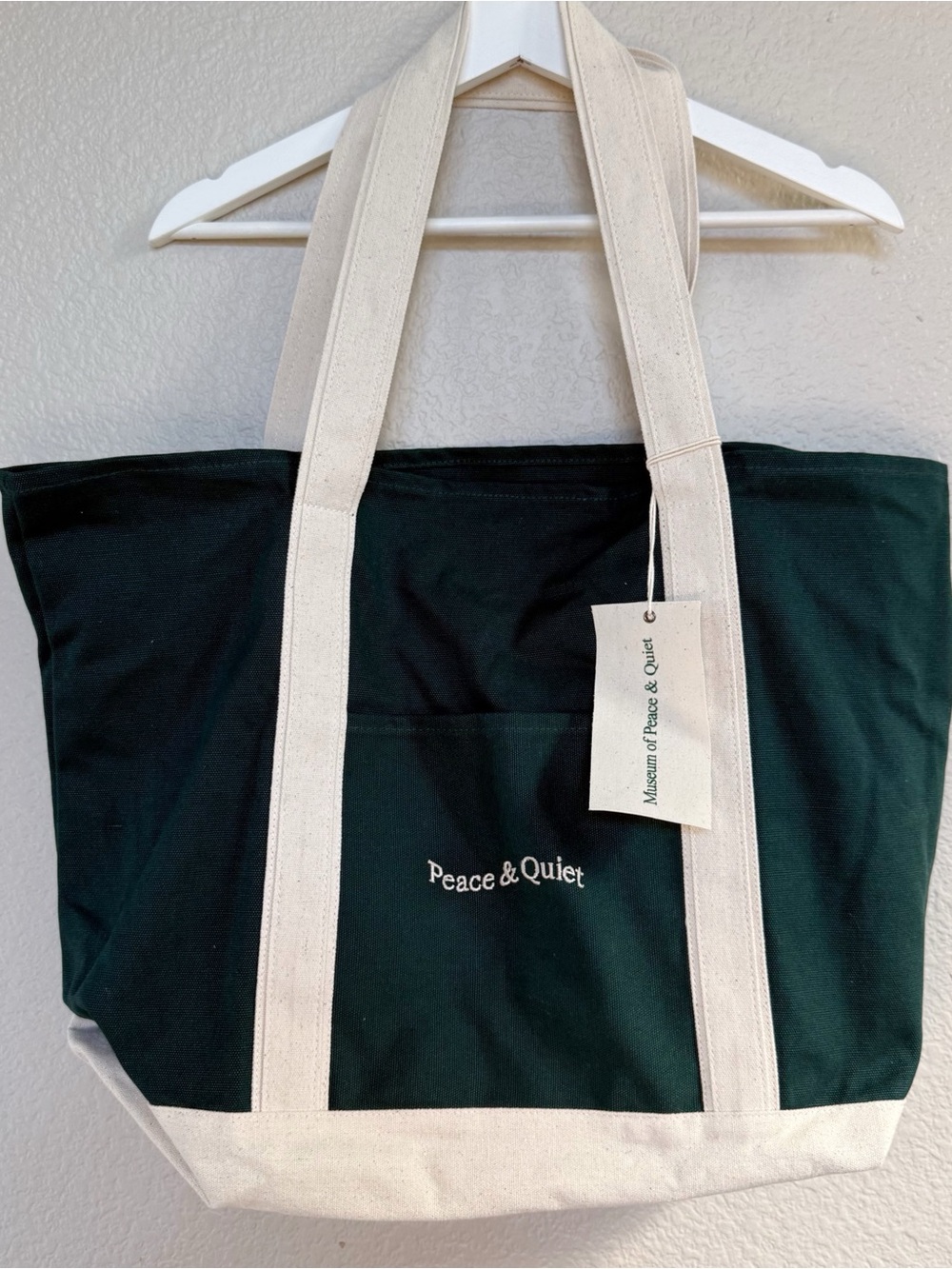 Museum of Peace & Quiet Pine Green Canvas Tote NWT
